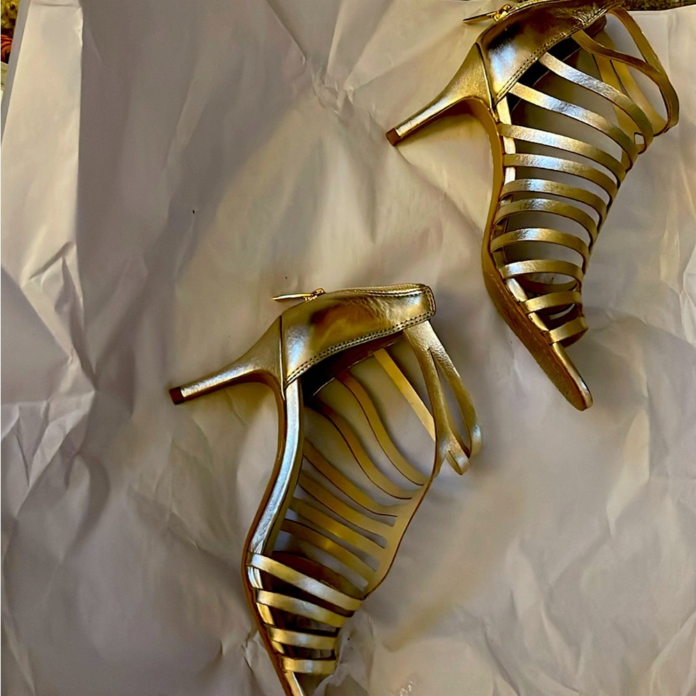 Vince Camuto gold strappy heel. Worn once to a wedding-  like new condition